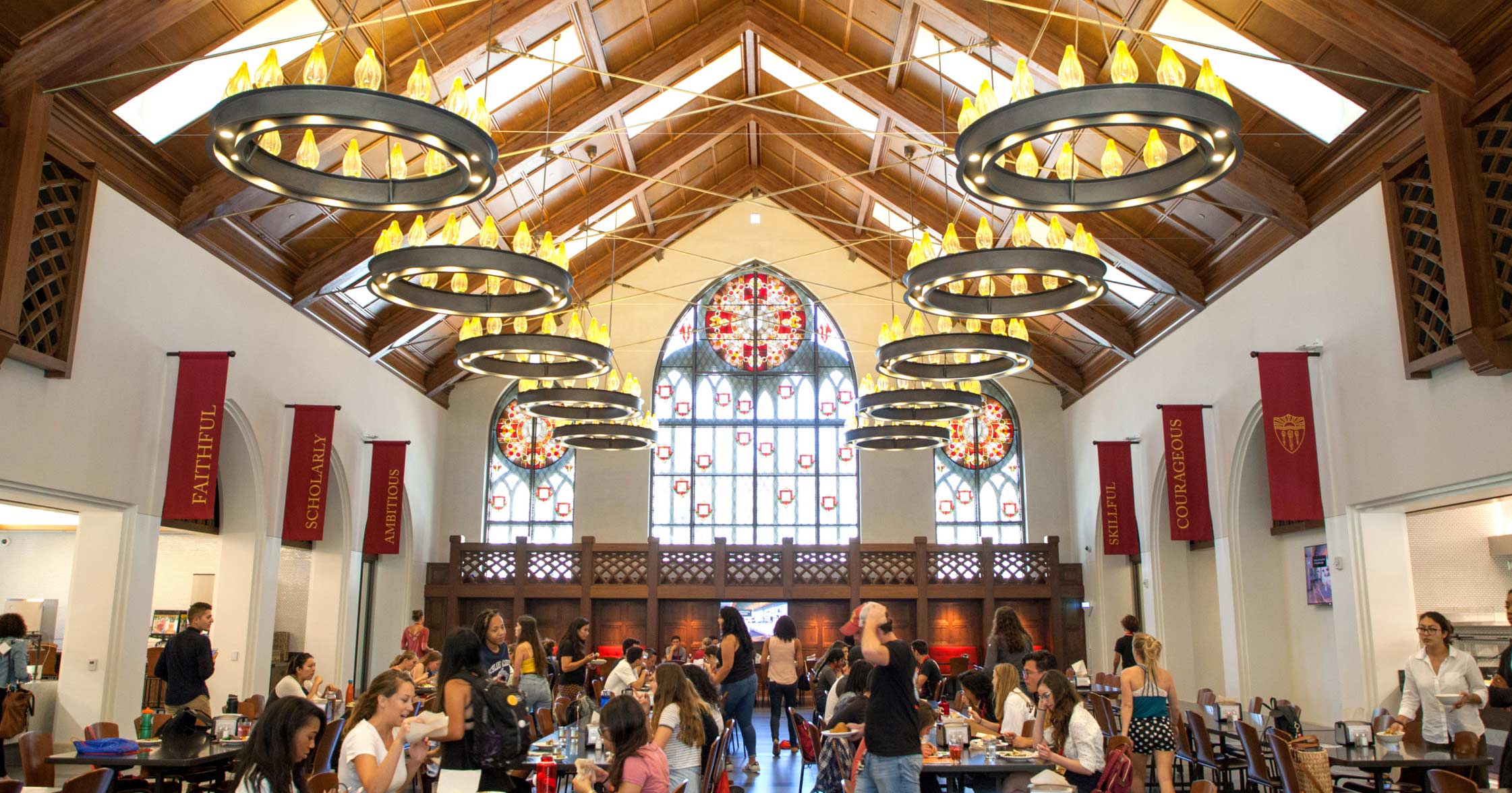Students eating lunch at USC Village Dining Hall